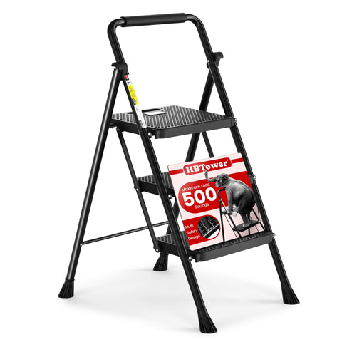HBTower step ladder open with full dimensions for tall tasks