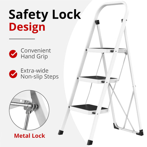 HBTower wide, thick steps provide secure footing for high shelves.