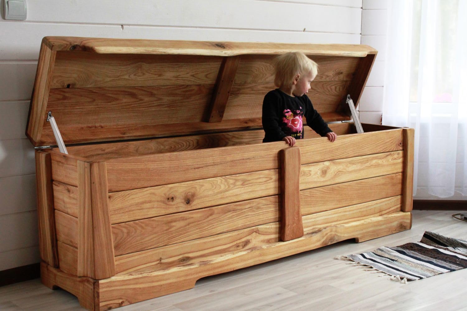 HBL' heavy-duty lid hinges secure a bench lid with controlled closing