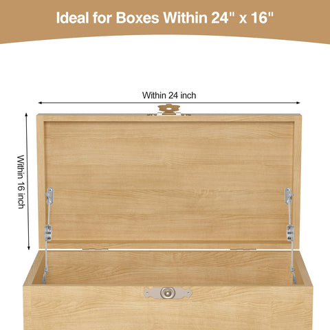 HBL' 2 Pack heavy-duty lid hinges mounted on a small jewelry box.