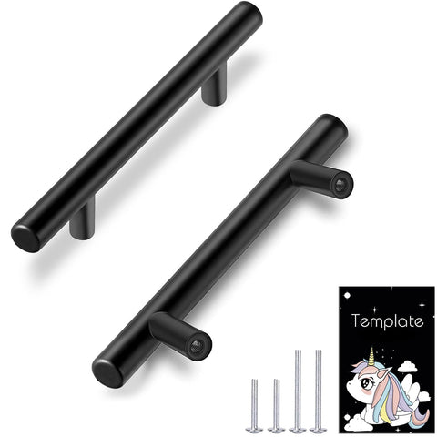 HBL' 30-pack matte black cabinet pull front view highlights modern style and durability.