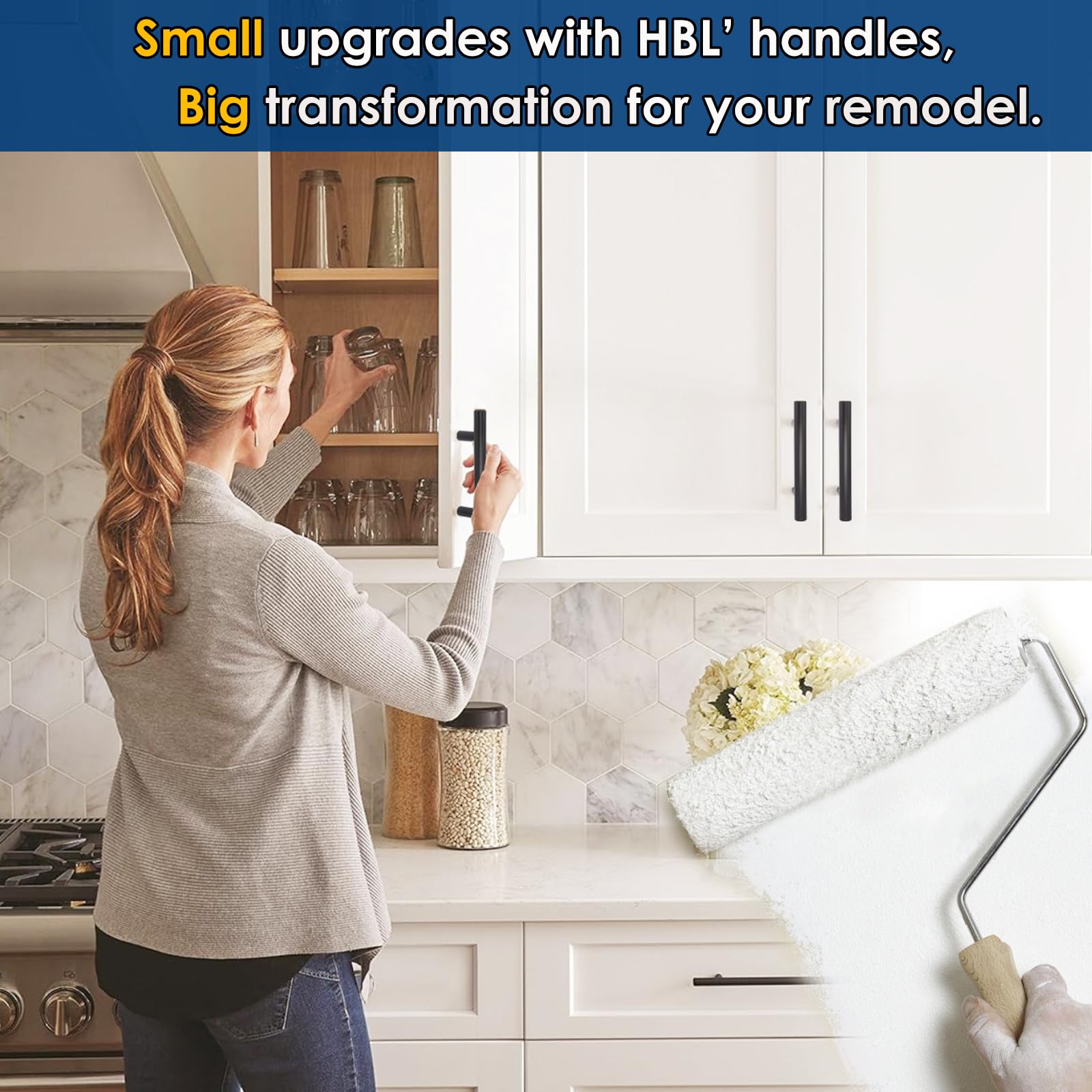 HBL' screws included—a mix of short and long—for versatile cabinet and drawer fit.