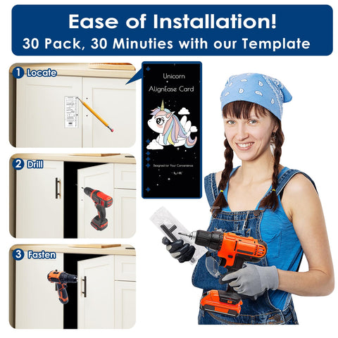 HBL' 3-inch pulls include installation template for hassle-free mounting on cabinets.