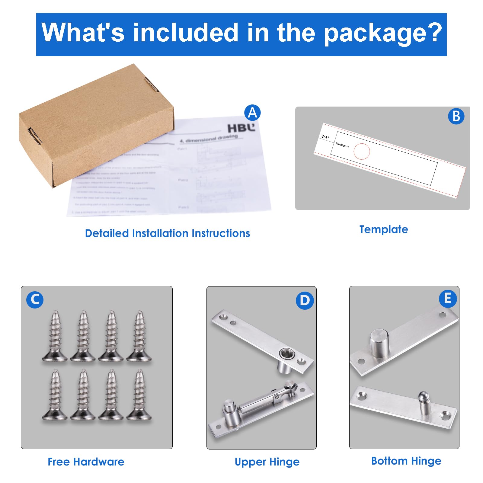 HBL' easy-installation guide helps you mount the hinge quickly.