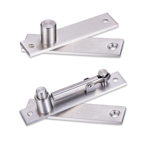 HBL' heavy-duty pivot hinge on a wood door enabling hidden entry.