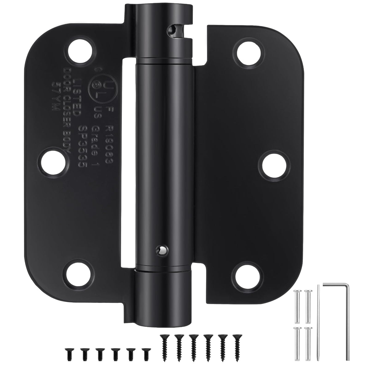 HBL self-closing hinges installed on a door for quiet closures