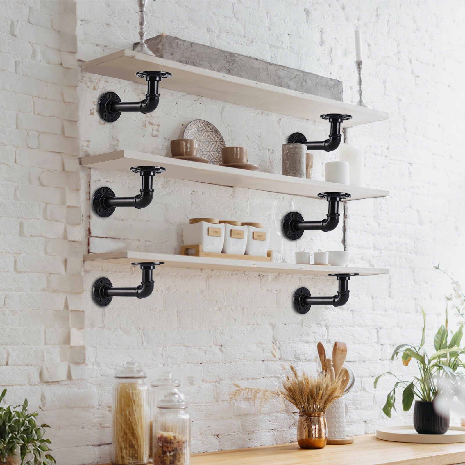 HBLYJS 12-pack brackets enabling multiple shelves for organized storage