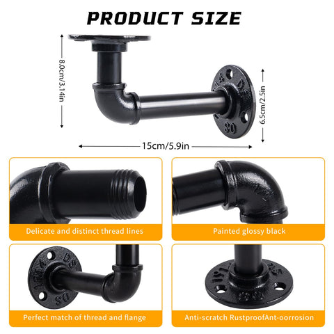 HBLYJS heavy-duty iron brackets in black add industrial flair while stabilizing shelves