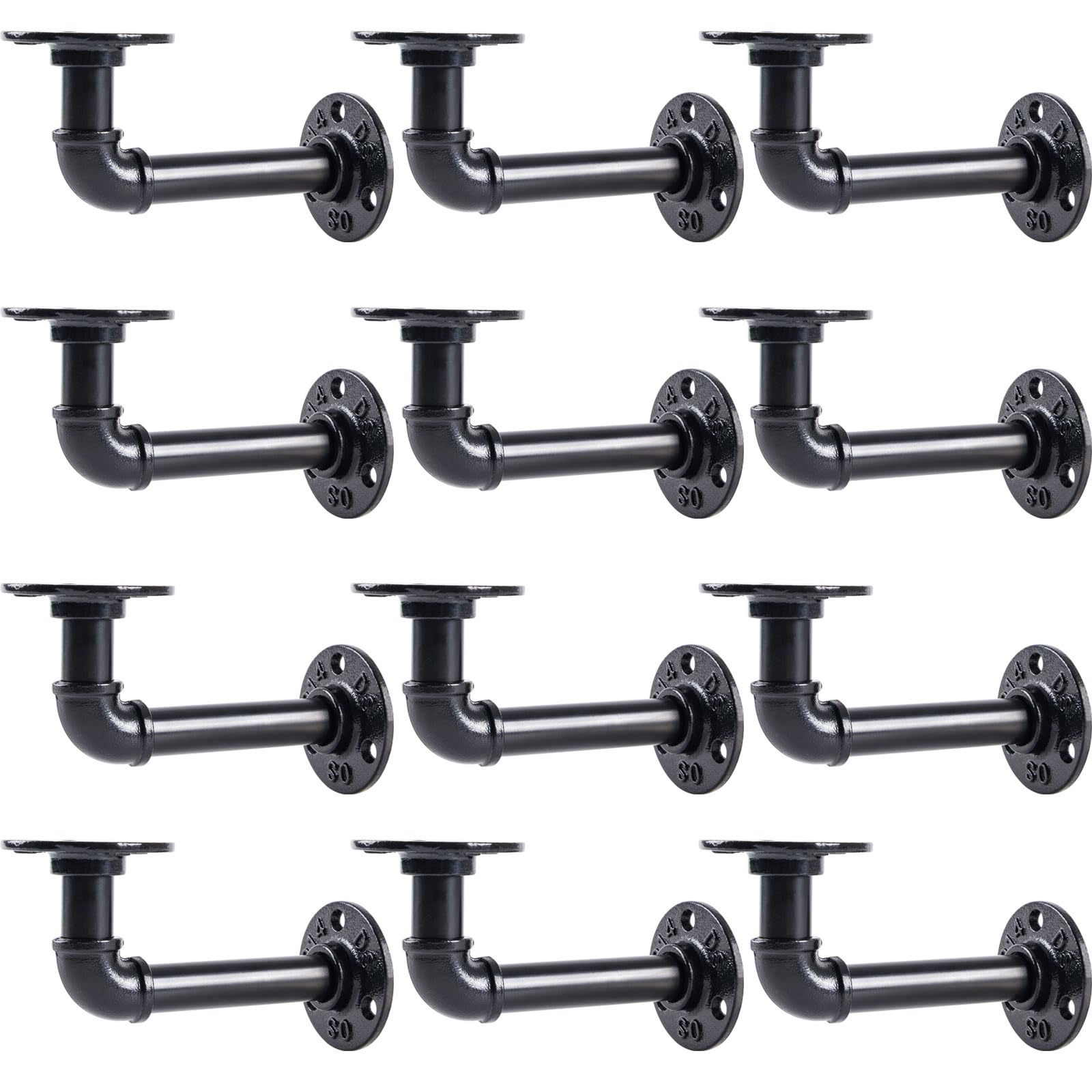 HBLYJS L-shaped pipe brackets on wall provide sturdy 8-14 inch shelf support