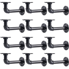 HBLYJS L-shaped pipe brackets on wall provide sturdy 8-14 inch shelf support