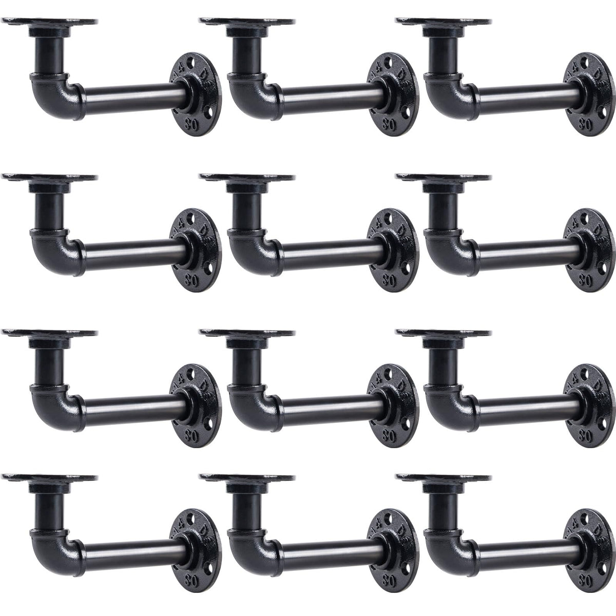HBLYJS L-shaped pipe brackets on wall provide sturdy 8-14 inch shelf support