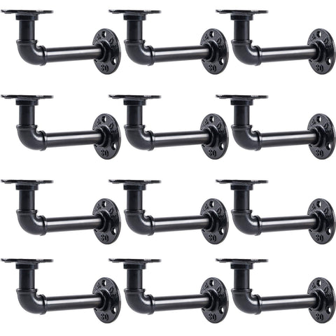 HBLYJS L-shaped pipe brackets on wall provide sturdy 8-14 inch shelf support
