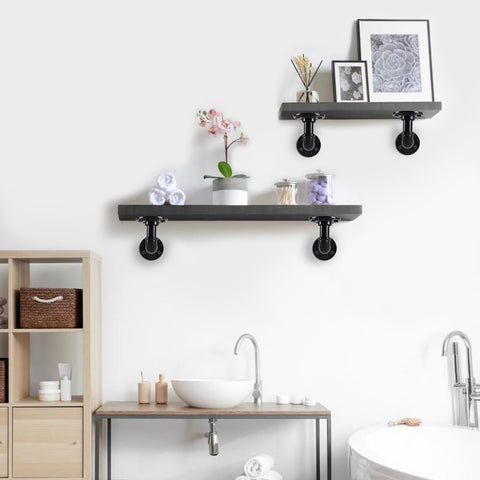 HBLYJS rustic shelf display using industrial pipe brackets for decor