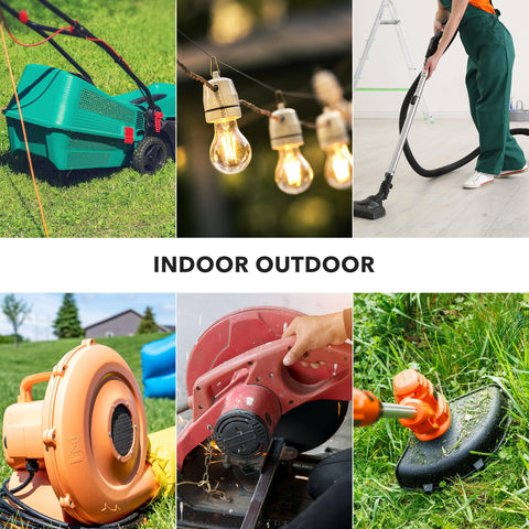 HBN 100-foot cord in use with heavy-duty tools outdoors.