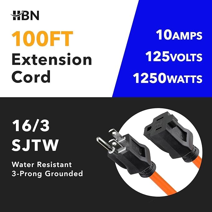 HBN 16-3 SJTW orange jacket close-up showing durable insulation.