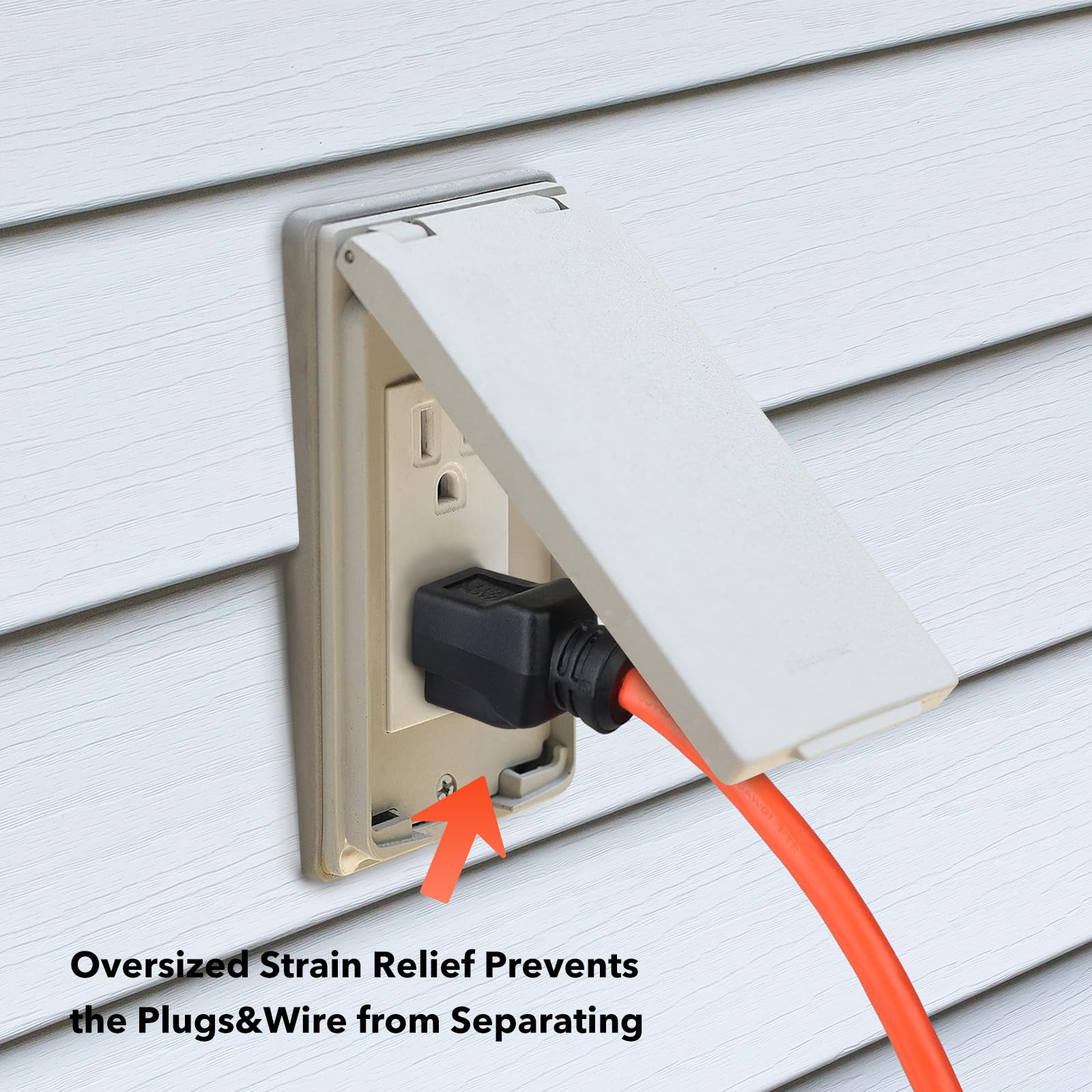 HBN grounded three-prong plug for safe outdoor connections.