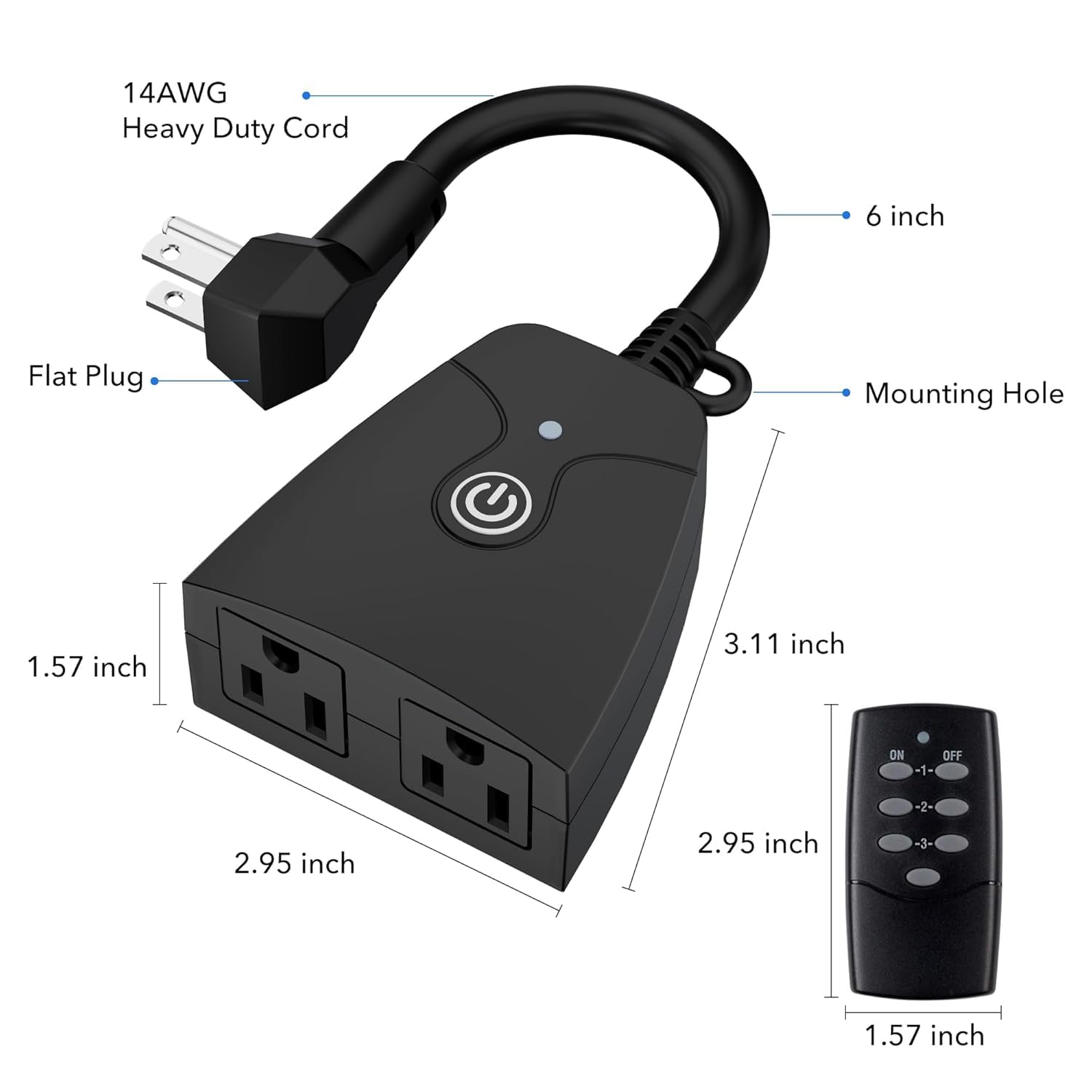 HBN dual 3-prong outlets allow simultaneous power to two devices