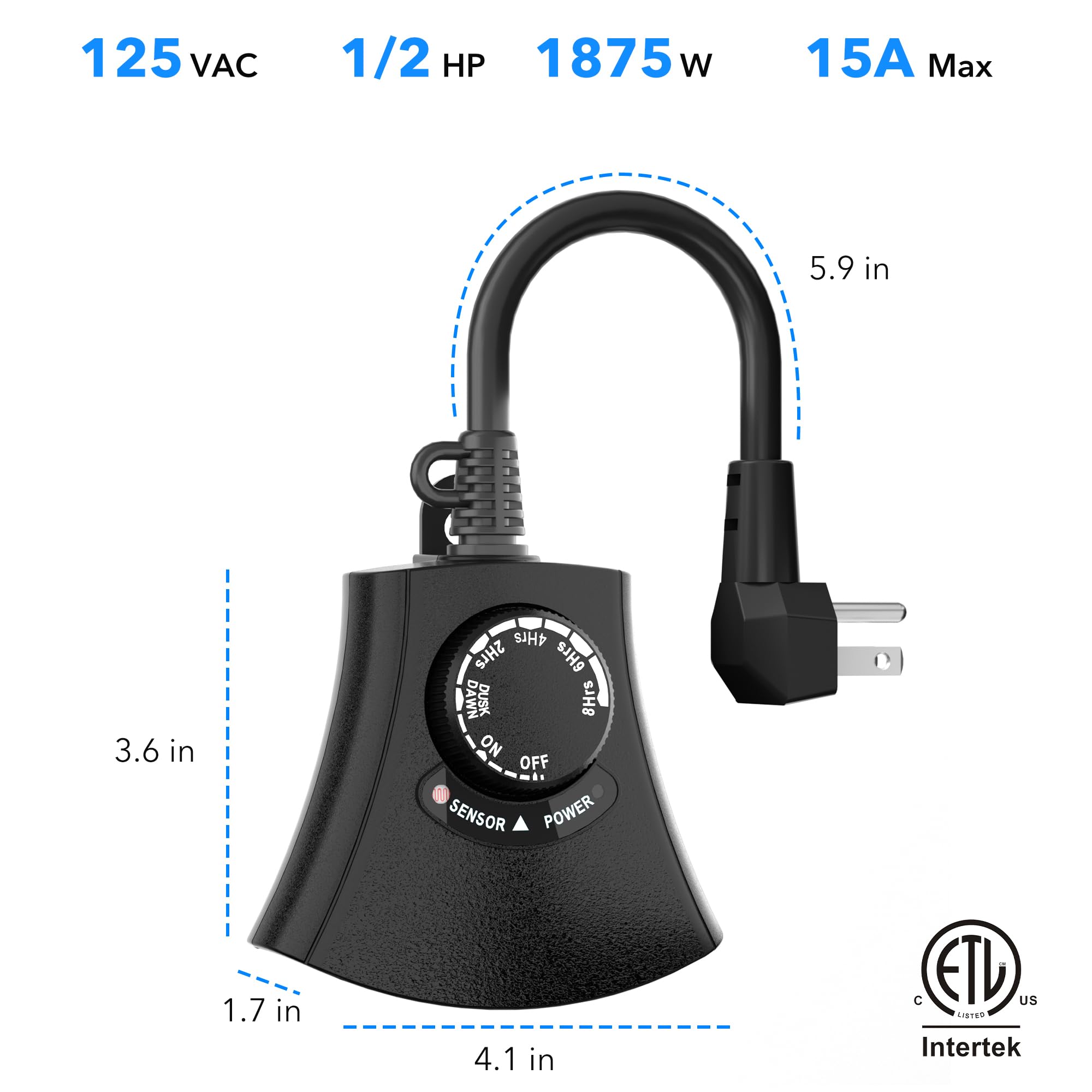 1875W rated HBN timer supports multiple decor and landscape lights.