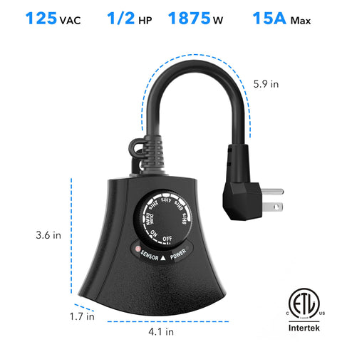 1875W rated HBN timer supports multiple decor and landscape lights.