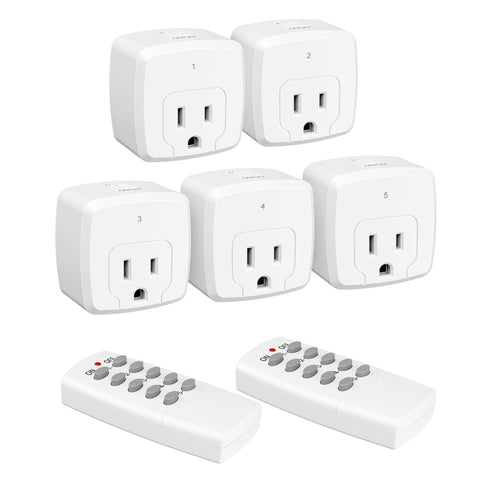 HBN remote control outlet with 100ft range for wireless control from across the room.