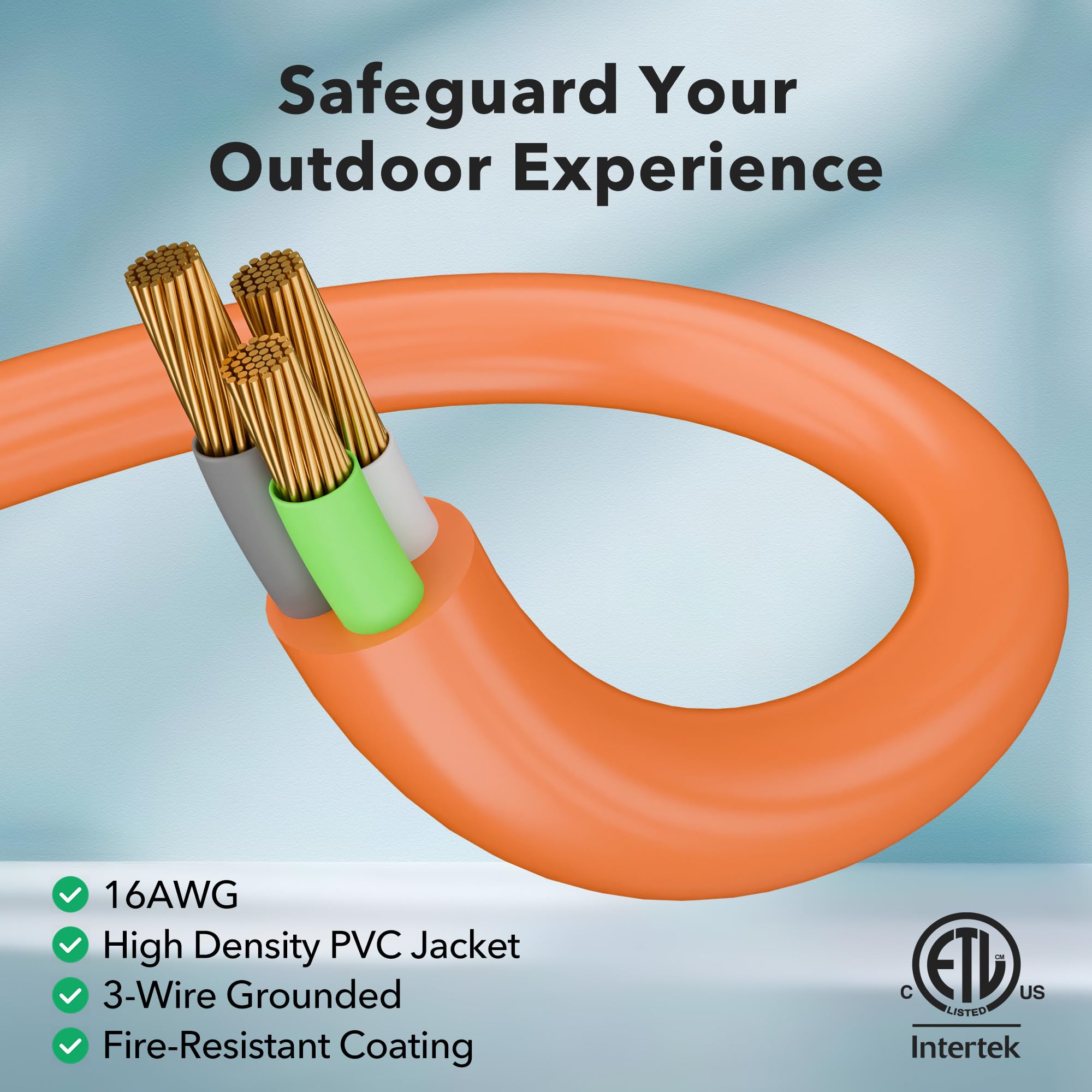 HBN weatherproof cord exposed to rain and sun.