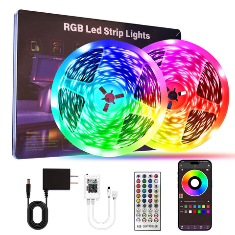 HBOWMDJIA LED lights bedroom setup with remote control for versatile mood lighting.