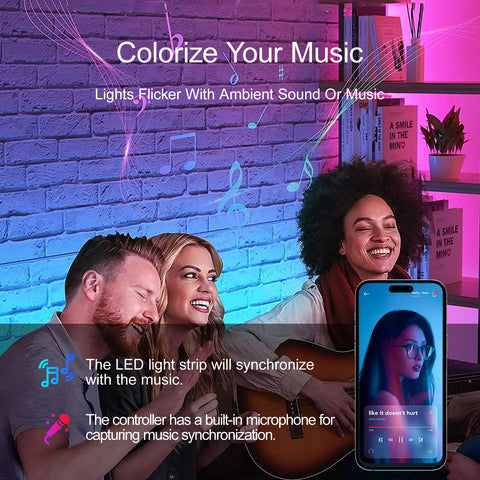 HBOWMDJIA LED lights synchronize with music for immersive entertainment.