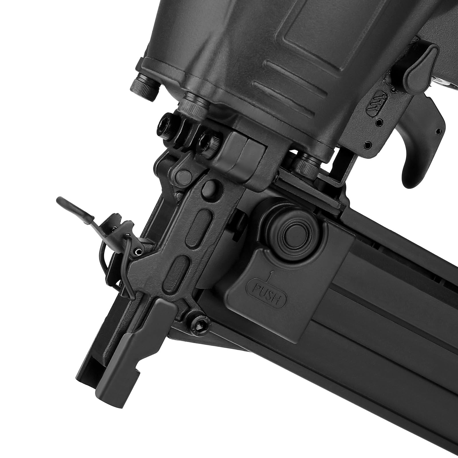 HBT HBN851P jam release mechanism facilitating quick staple removal.