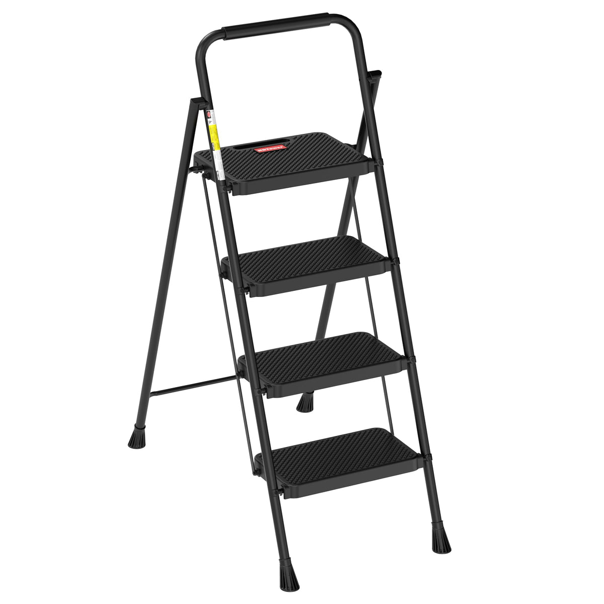 HBTower step ladder 4-step folding in use for high shelf access.