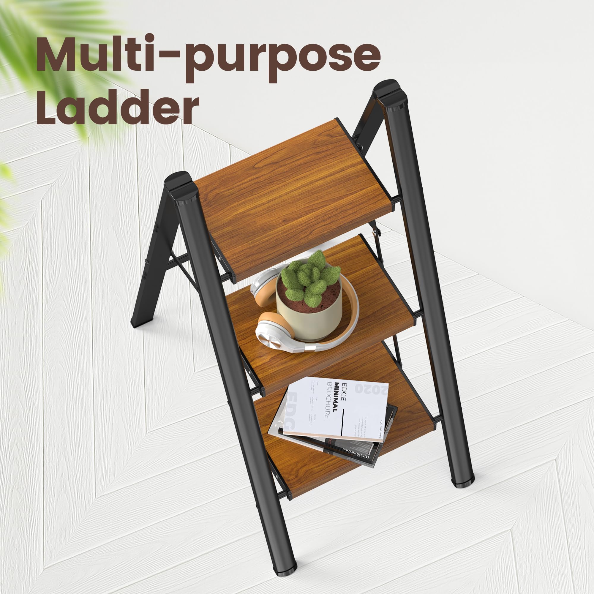 HBTower Step Stool doubles as a plant stand for stylish home organization.