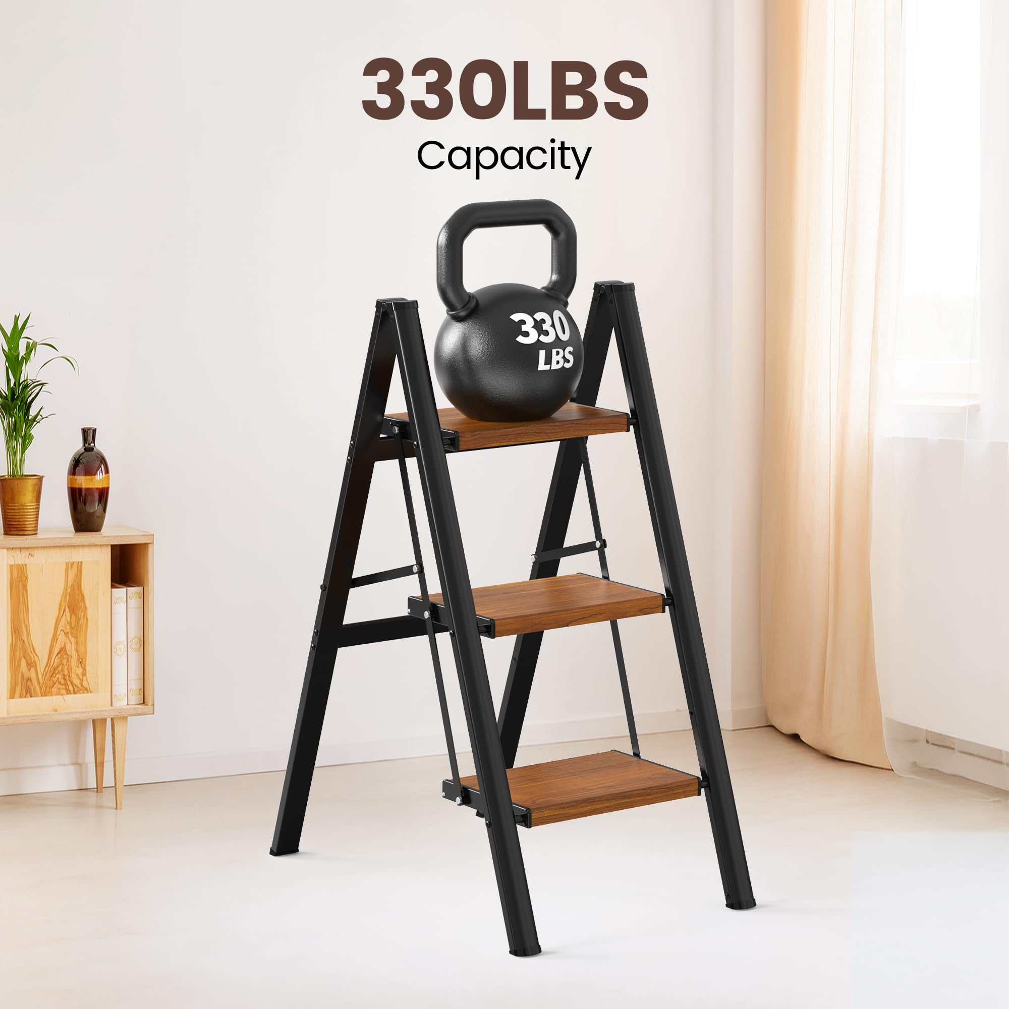 HBTower Step Stool with anti-slip pedals for safer footing.