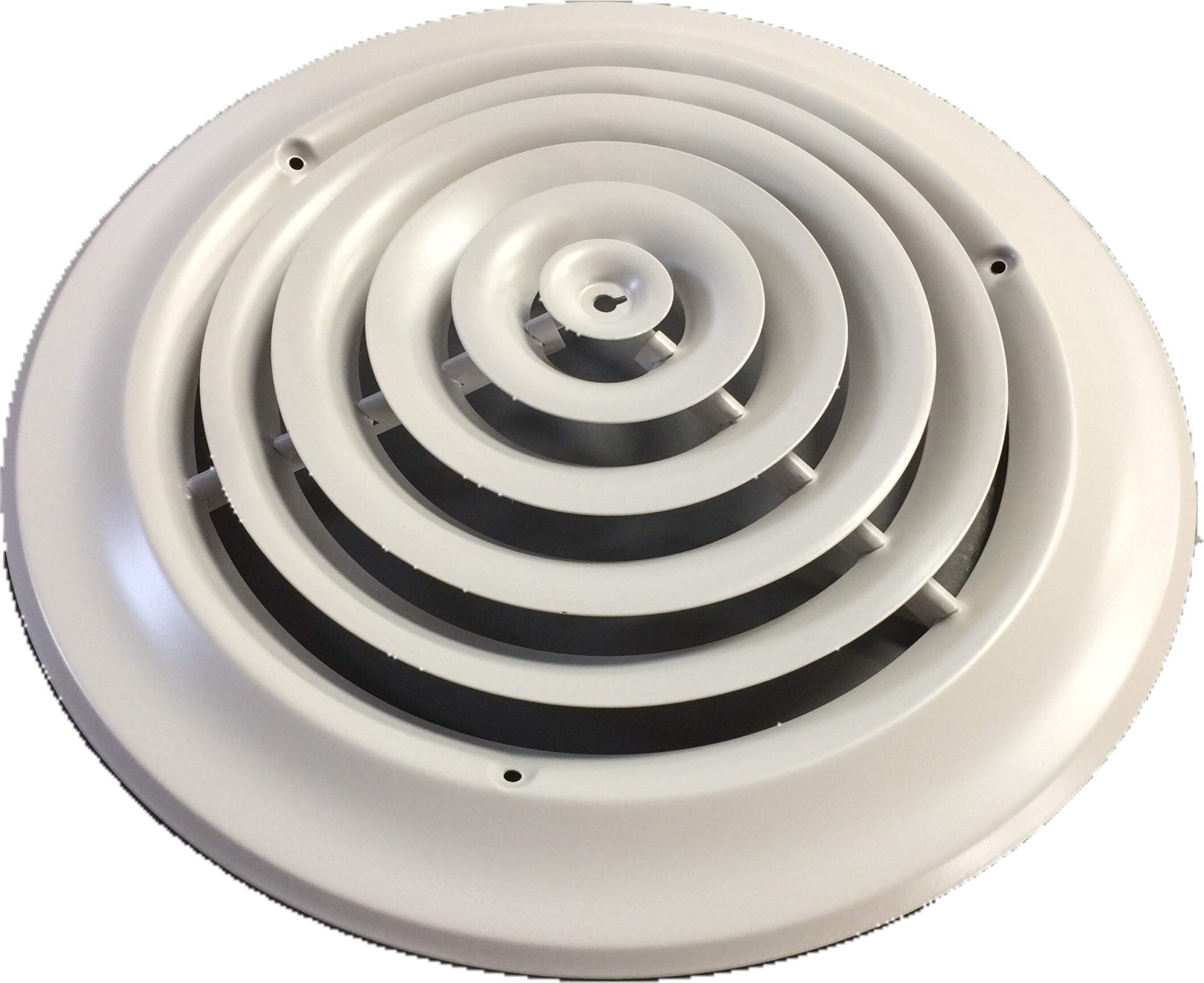 HBW white diffuser showing outside 14-inch footprint in a duct