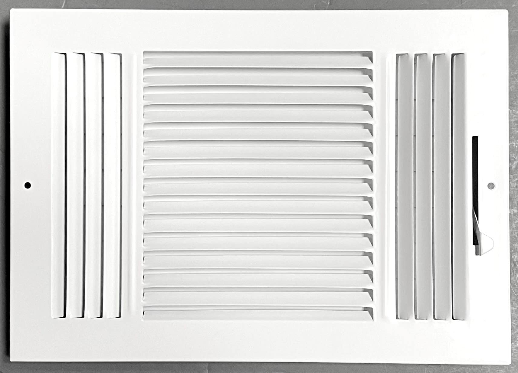 HBW stamped-face register showing 3-way air flow for balanced ventilation.