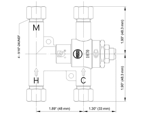 BT-T40LF-38 3/8 inch OD tube connection for easy plumbing installation.