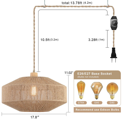 Hchunqjor pendant light with wood accent adds warmth to decor
