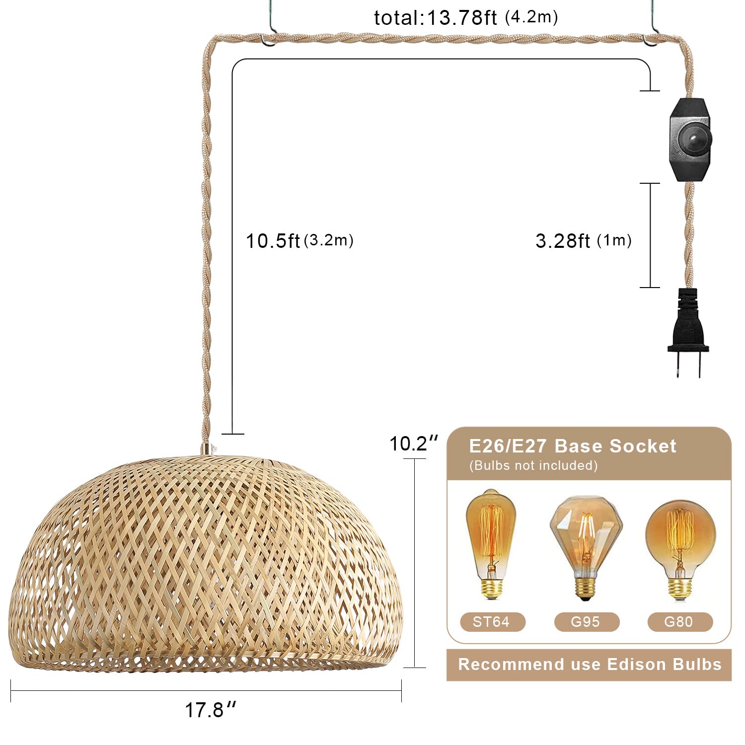 Hchunqjor rustic basket hanging lamp blends boho and vintage styles