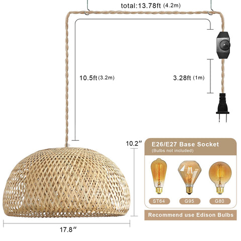 Hchunqjor rustic basket hanging lamp blends boho and vintage styles