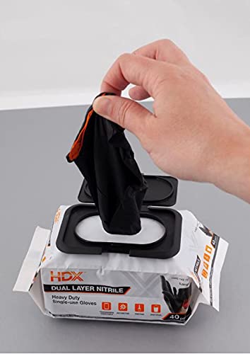 HDX powder-free and latex-free nitrile gloves minimize irritation