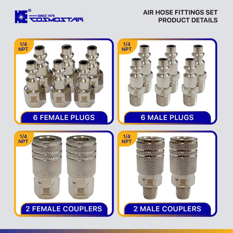 Cosmostar bundle of male and female connectors for universal compatibility