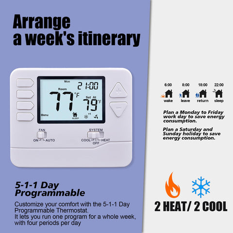 Heagstat thermostat backlit display visible in dim light