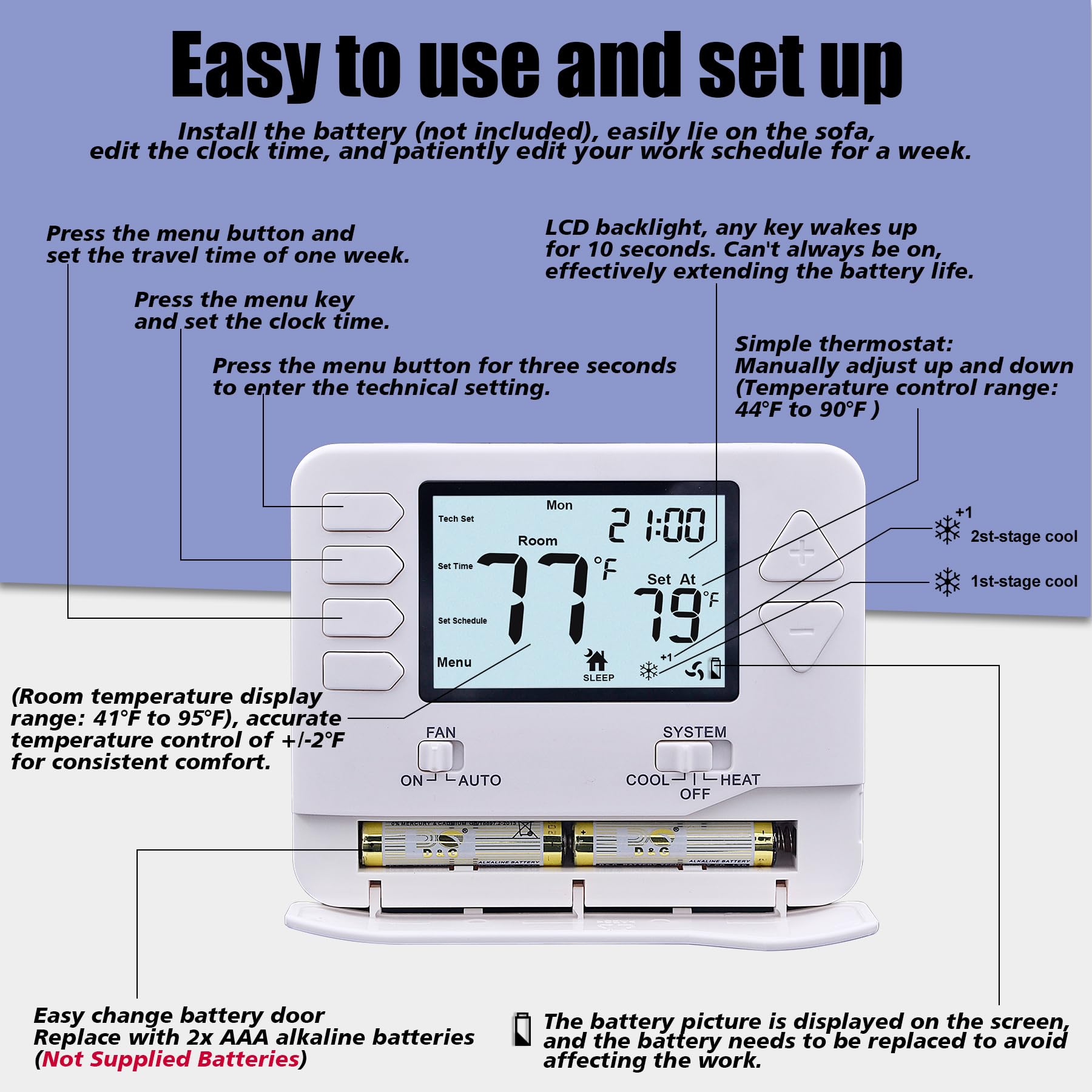 Heagstat dual power options with power and battery modes