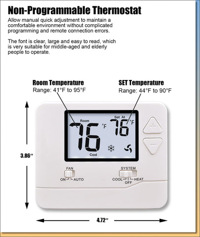 Heagstat thermostat temp range 44-90 F demonstrated for comfortable climate control.