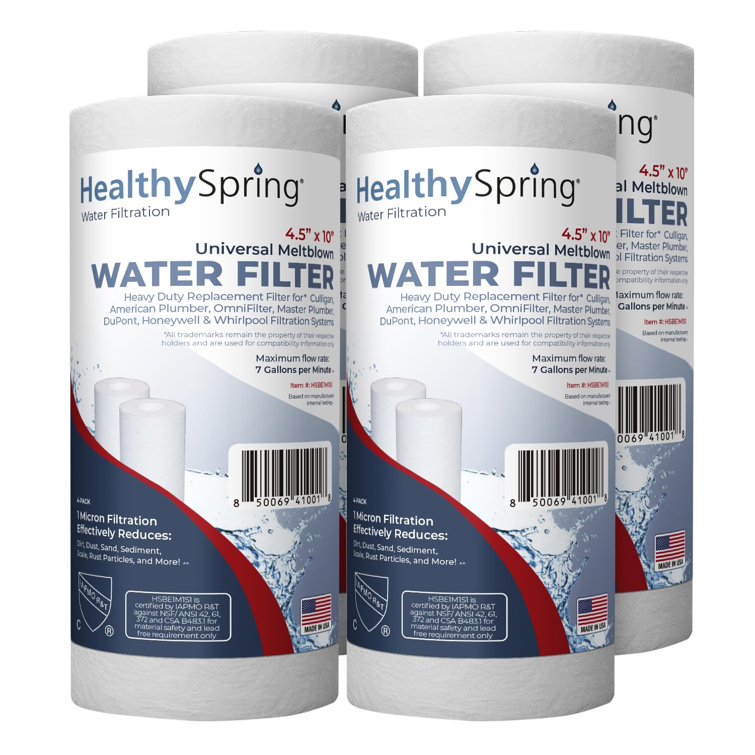 Healthy Spring 5-micron sediment filter improves water clarity in a 10x4.5 housing