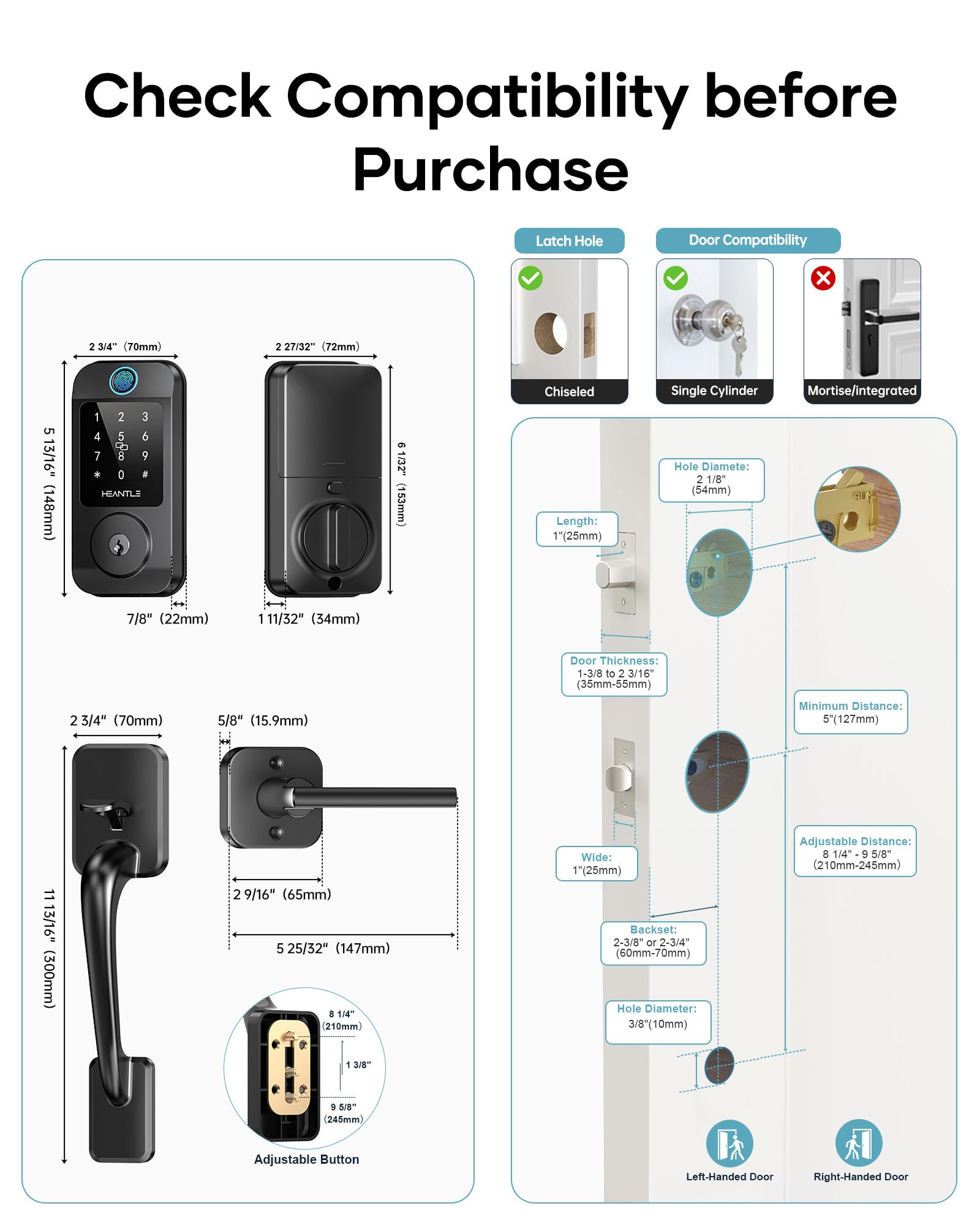 HEANTLE auto lock timer front door emphasizes automatic security when you are busy