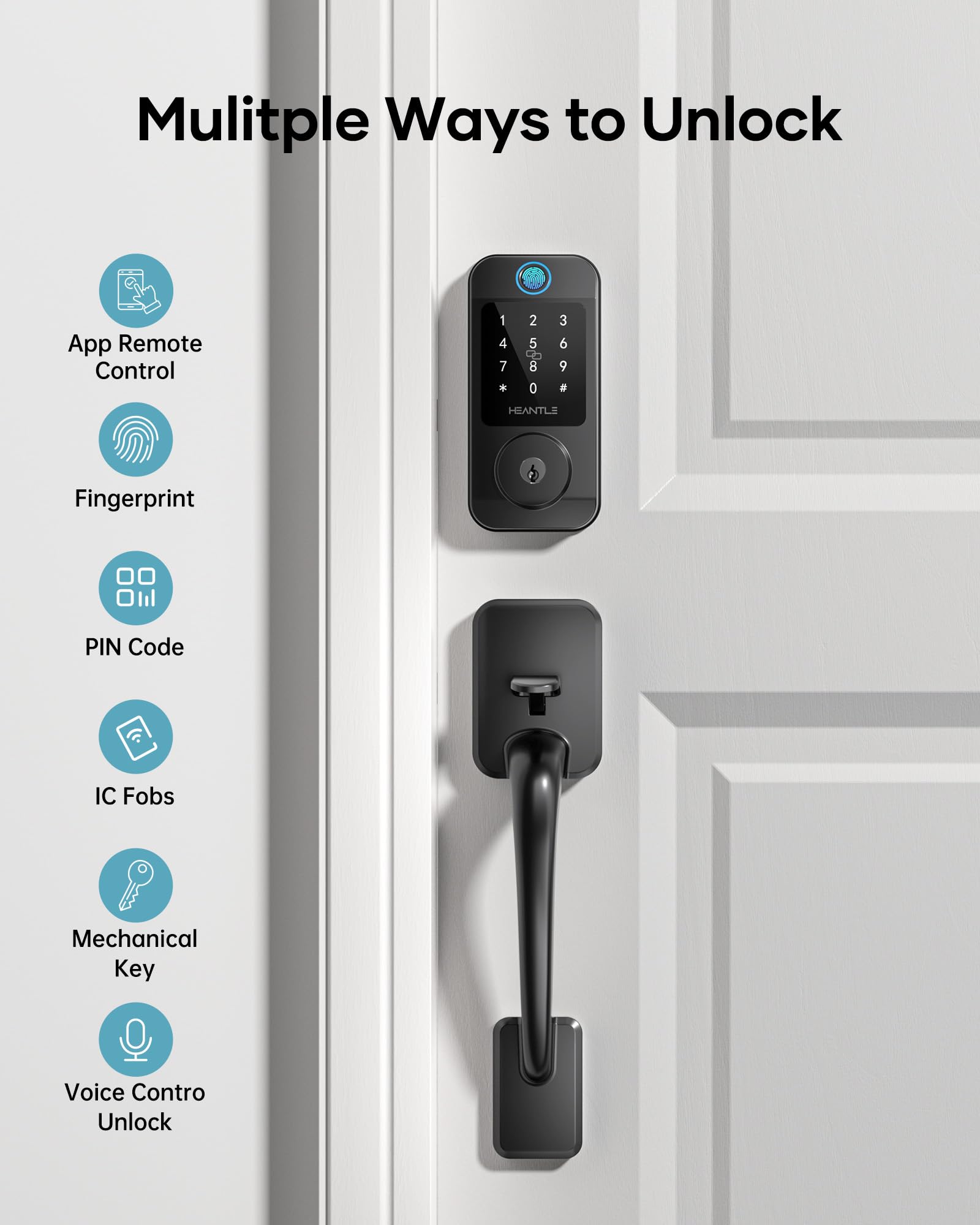 HEANTLE fingerprint unlock demonstrates quick, secure entry at the main door