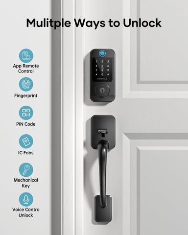 HEANTLE fingerprint unlock demonstrates quick, secure entry at the main door