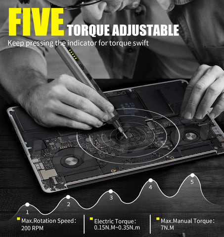 HEARTHFUN electric screwdriver top view highlights compact design for tight spaces.