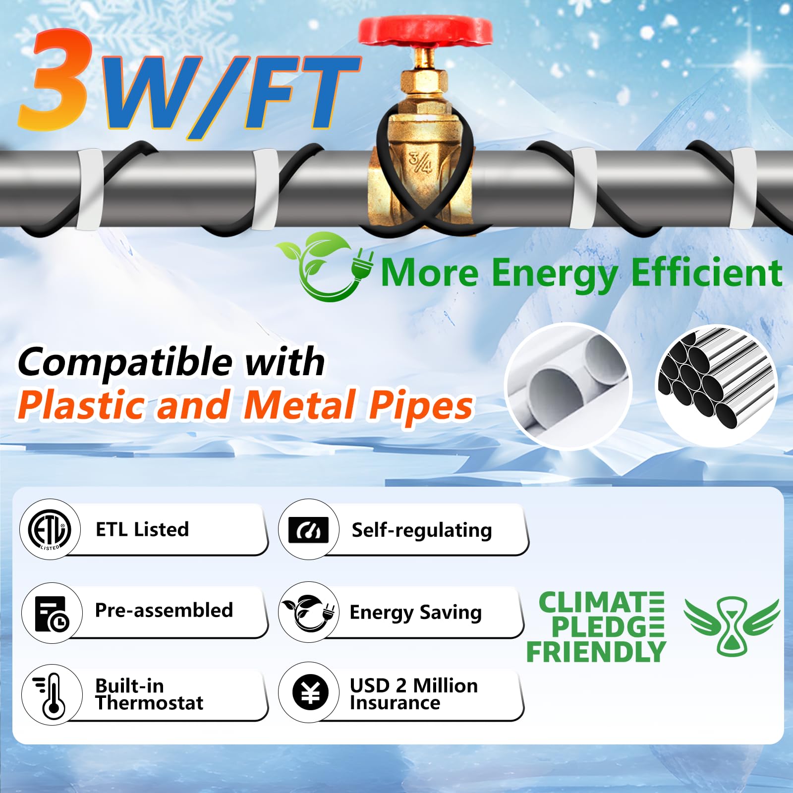 HEATIT built-in thermostat provides efficient warming control.