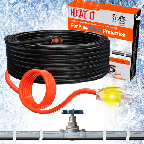 HEATIT heating cable with thermostat assembly provides reliable pipe warming for cold months.