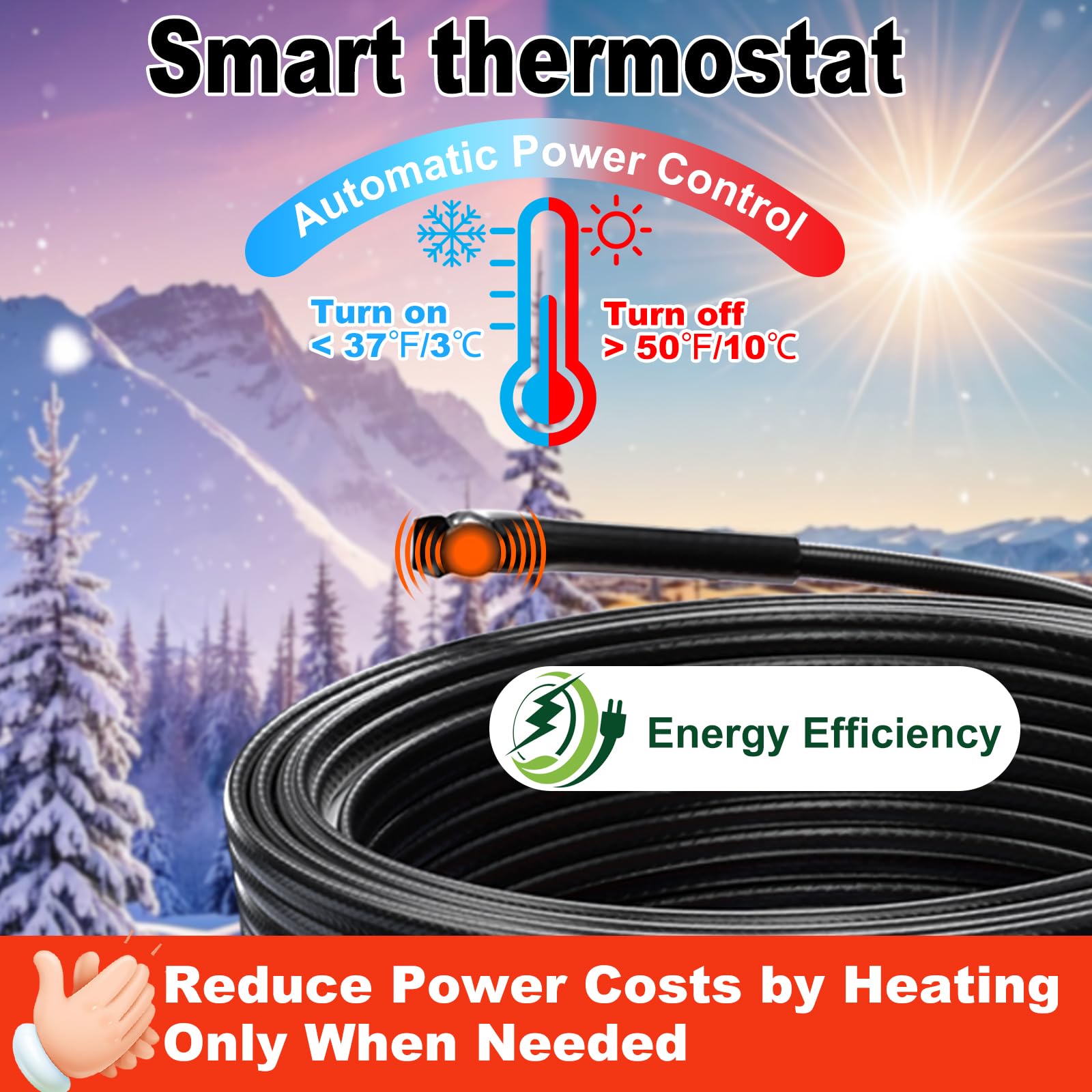 HEATIT water pipe heating system applied to home plumbing to prevent freezing.